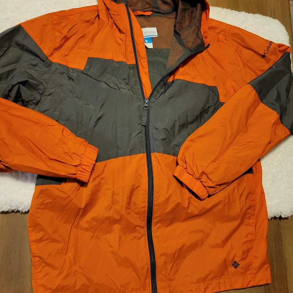 Columbia jacket lightweight rain boys orange size 18/20